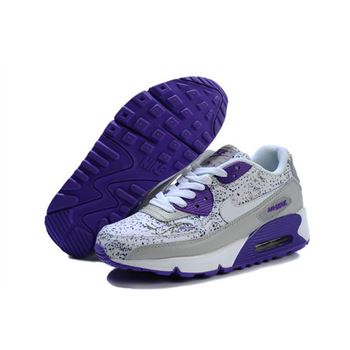 Nike Air Max 90 Flowers Women White Purple Running Shoes Discount Code